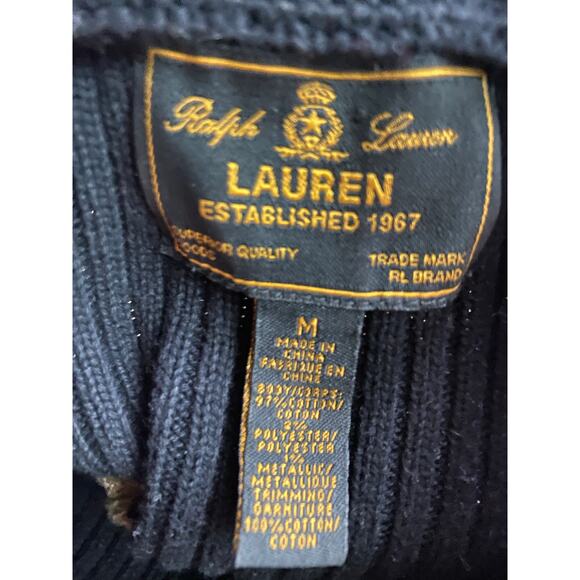 Lauren Ralph Lauren Black Metallic Gold Latch Thick Rib Sweater Medium - Picture 6 of 6